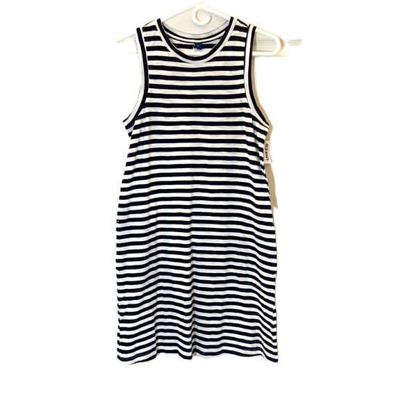 NWT OLD NAVY STRIPED SUN DRESS SIZE SMALL NAVY BLUE and WHITE - Picture 1 of 11
